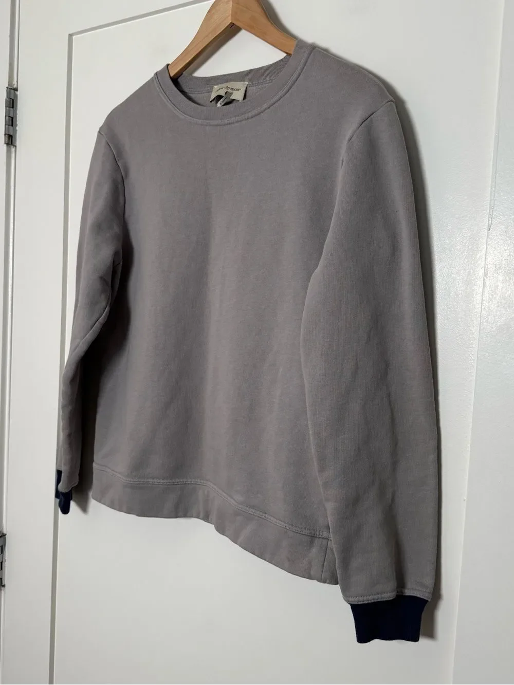 Oliver Spenser Sweatshirt Mens Sz S Gray Crewneck Cotton Cashmere Preppy